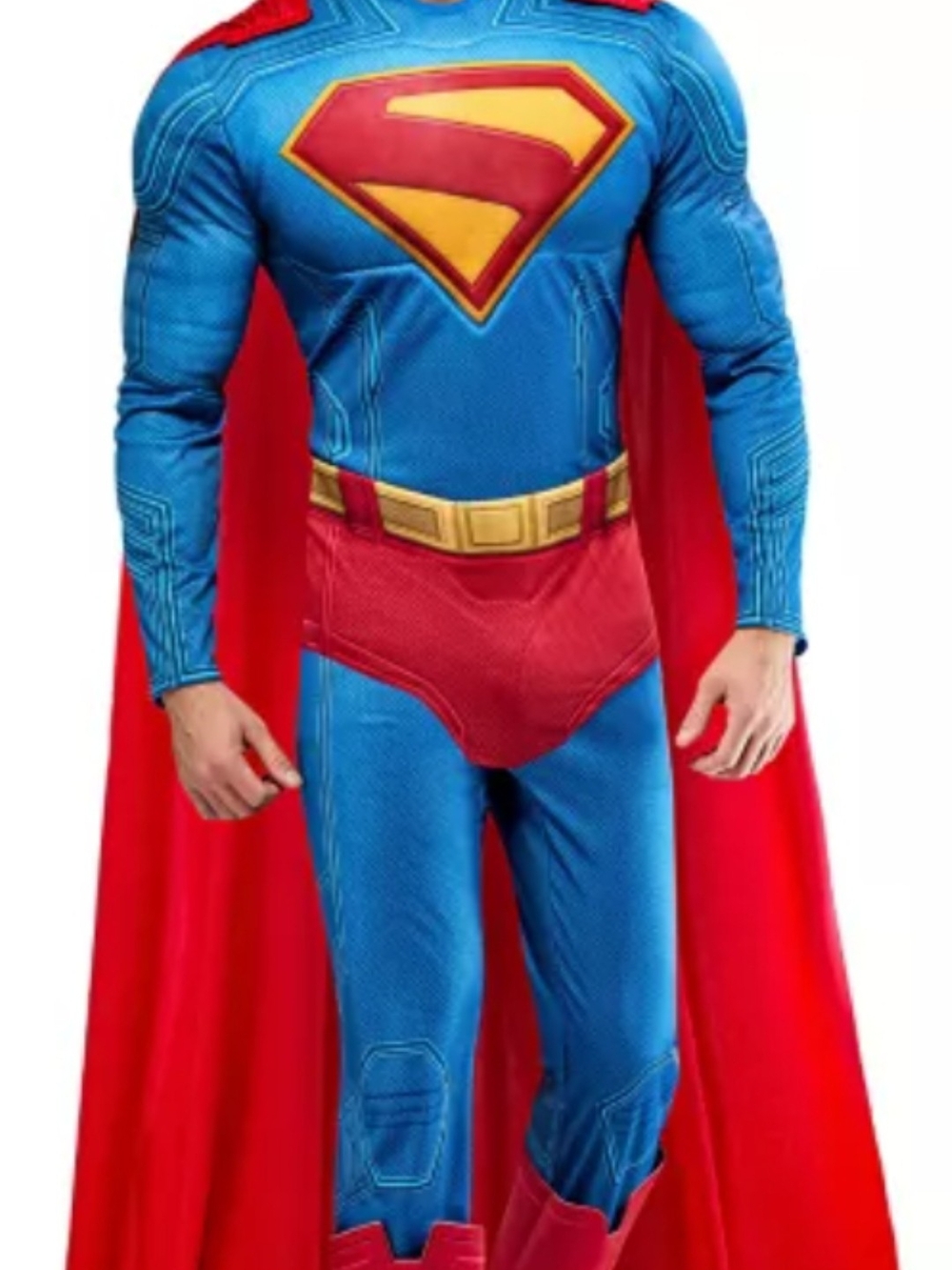 Spirit Men's X-large Blue and Red Superhero Costume with Yellow Emblem With Pads - Picture 1 of 1
